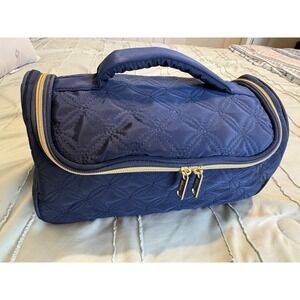 Mancro Navy Blue Quilted Hanging Toiletry‎ & Travel Organizer Bag